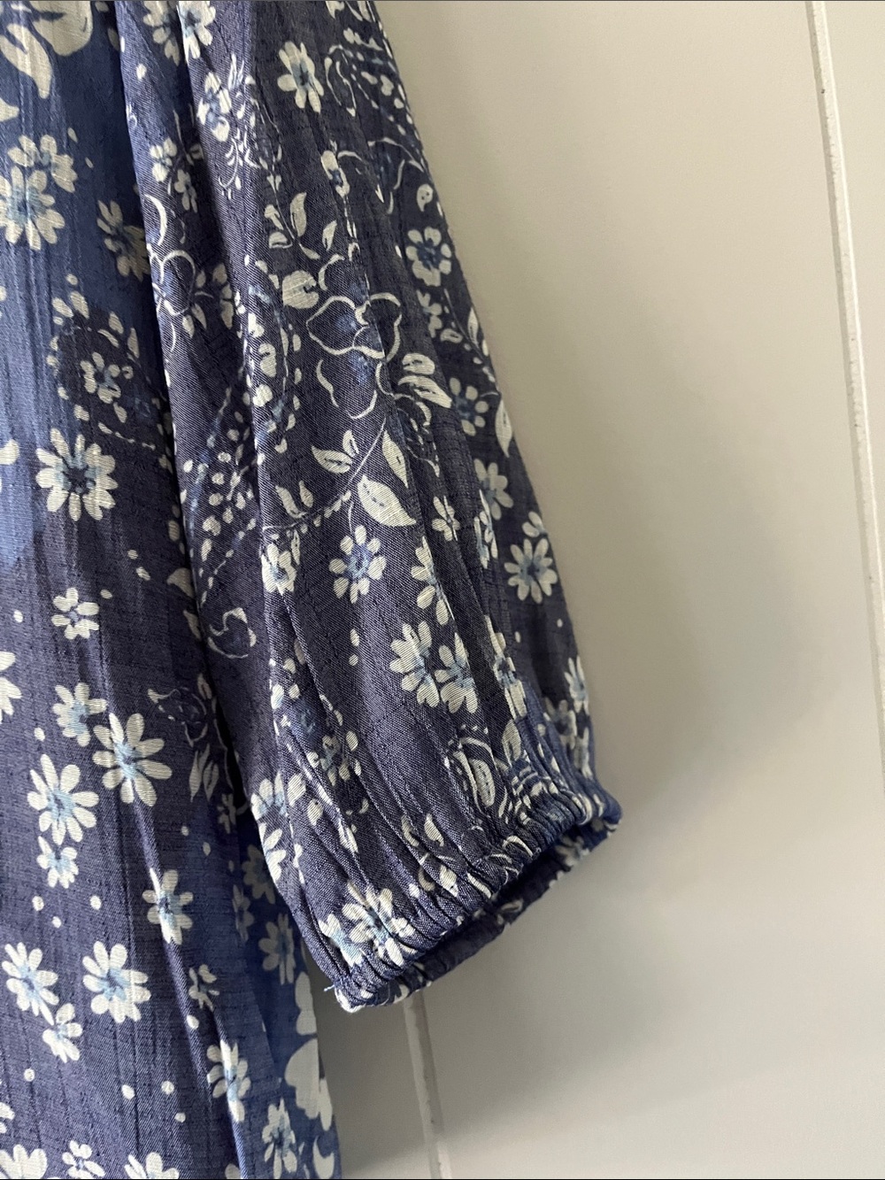 Floral Peasant Blouse - Blue/White - Picture 8 of 9
